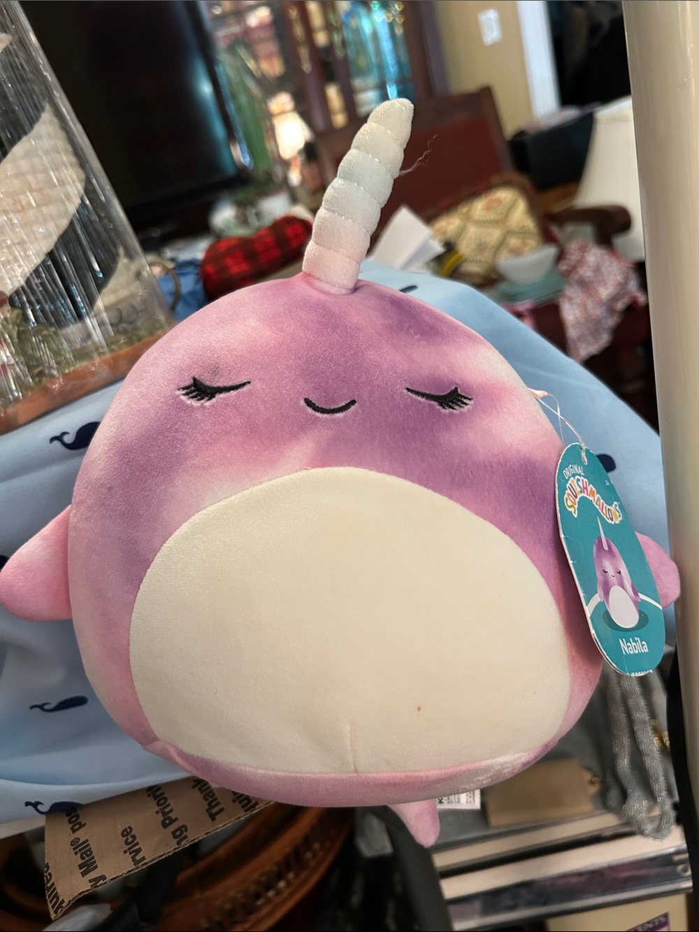Squishmallows Purple and Cream Narwhal Plush - Nabila NEW WITH TAGS